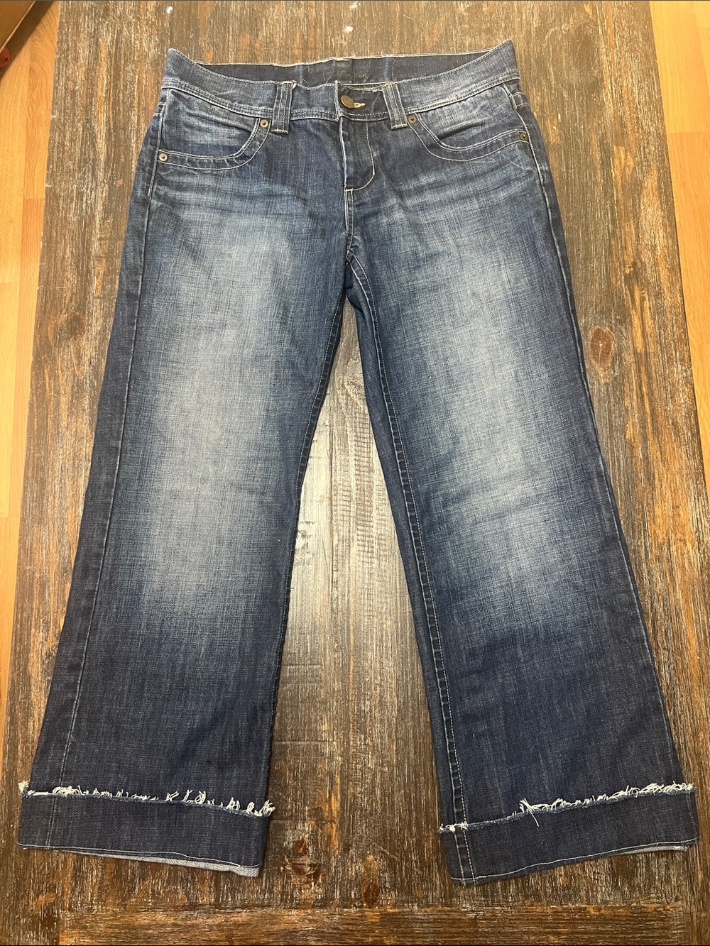 LONDONJEAN Women's Wide Leg Jeans in Washed Blue Denim